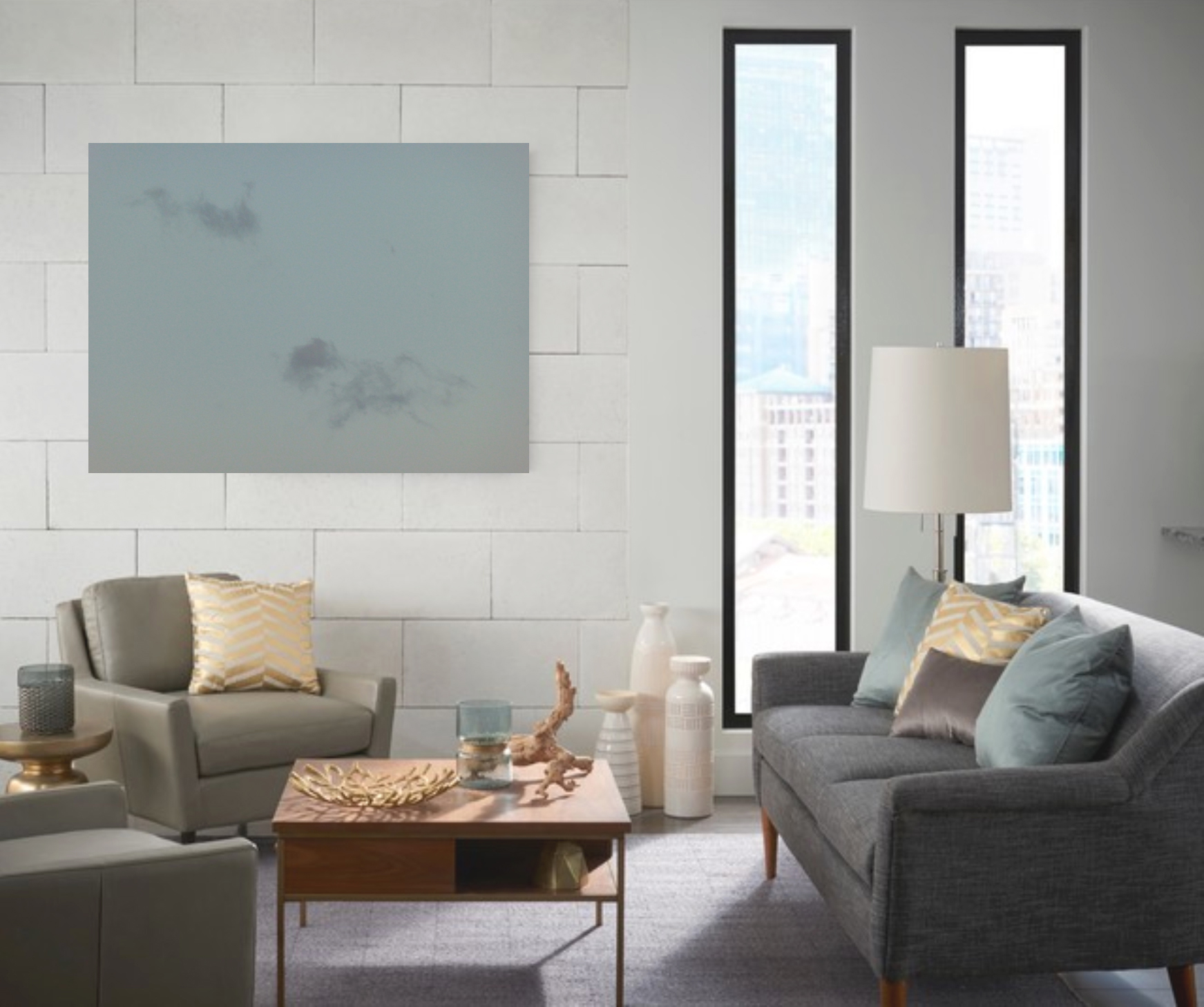 “Grey Horses” in a contemporary living room